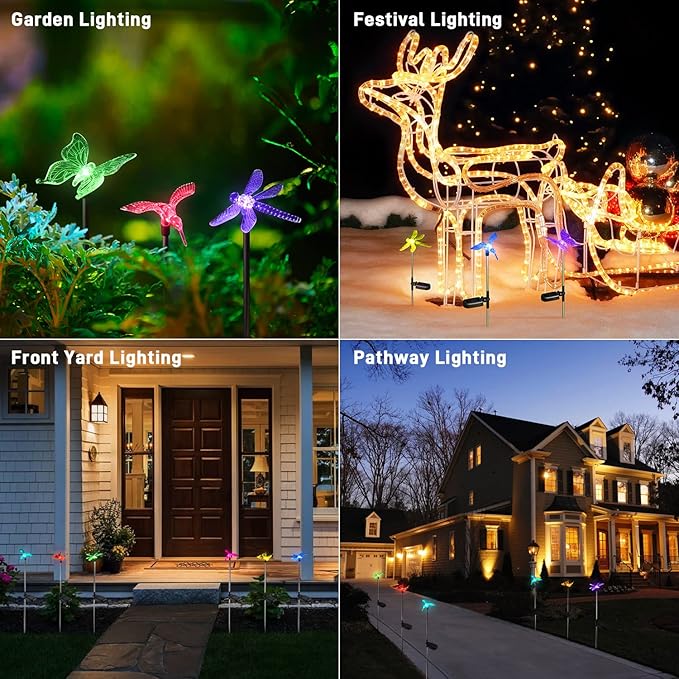 OxyLED Solar Garden Stake Lights 6 Pack Outdoor LED Figurine Lighting Color - Image 4