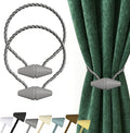 Hion Magnetic Curtain Tiebacks Grey 2pcs, Curtain Tiebacks Buckles Holdbacks by Hion