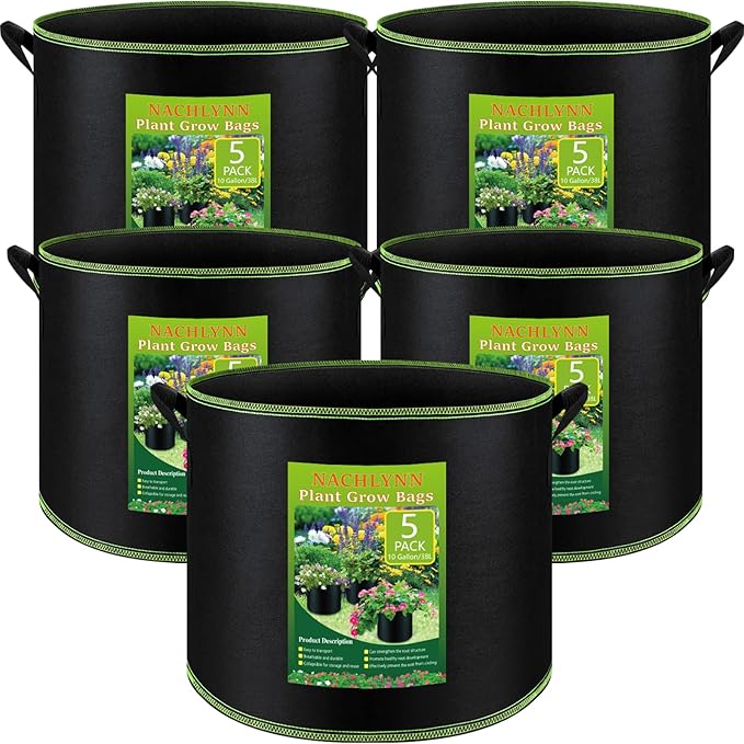 NACHLYNN 5-Pack 10 Gallon Grow Bags by Createyourownlifestory