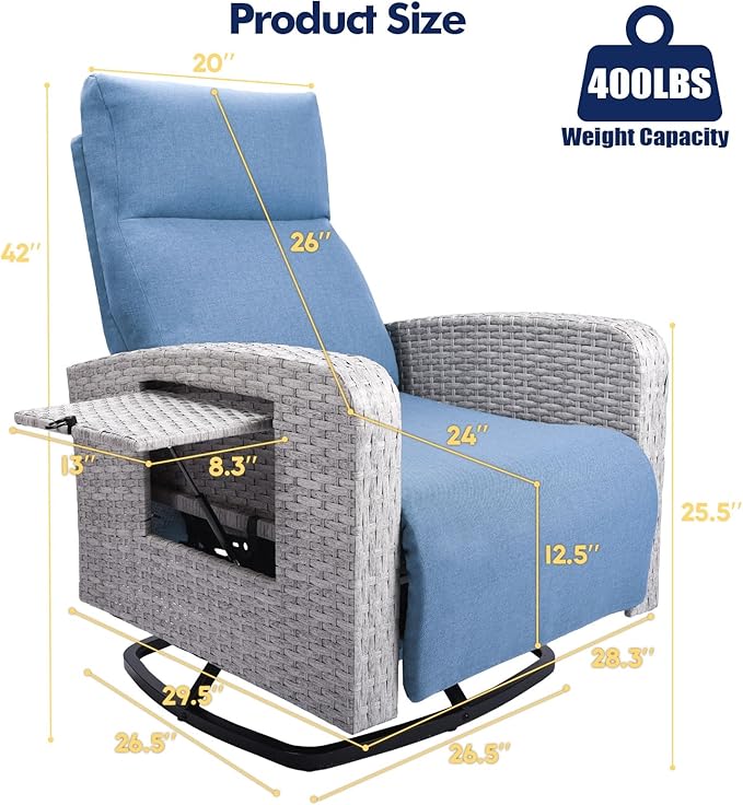 Outdoor Recliner Chair, Wicker Patio Recliners - Image 2