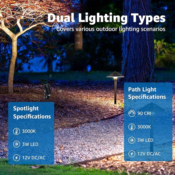 SUNVIE All-in-One LED Low Voltage Landscape Lighting Kit 6 Pathway Lights 2 - Image 2