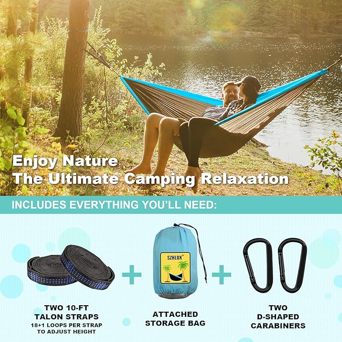 SZHLUX Camping Hammock Double & Single Portable Hammocks - Image 3