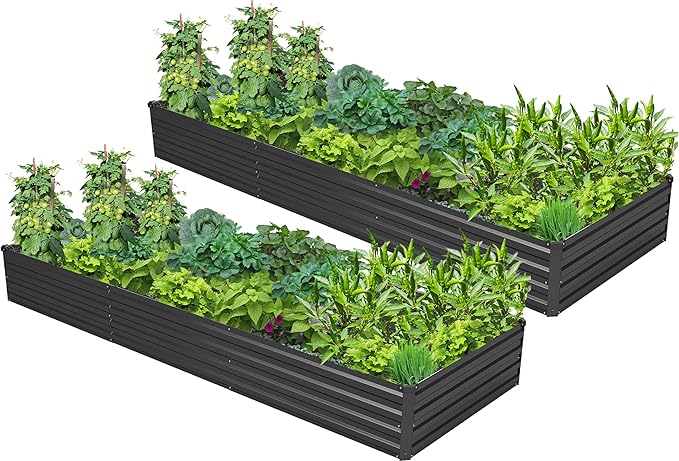2PCS 9x3x1ft Galvanized Raised Garden Bed Kit, Galvanized Planter Raised Garden by Easllre
