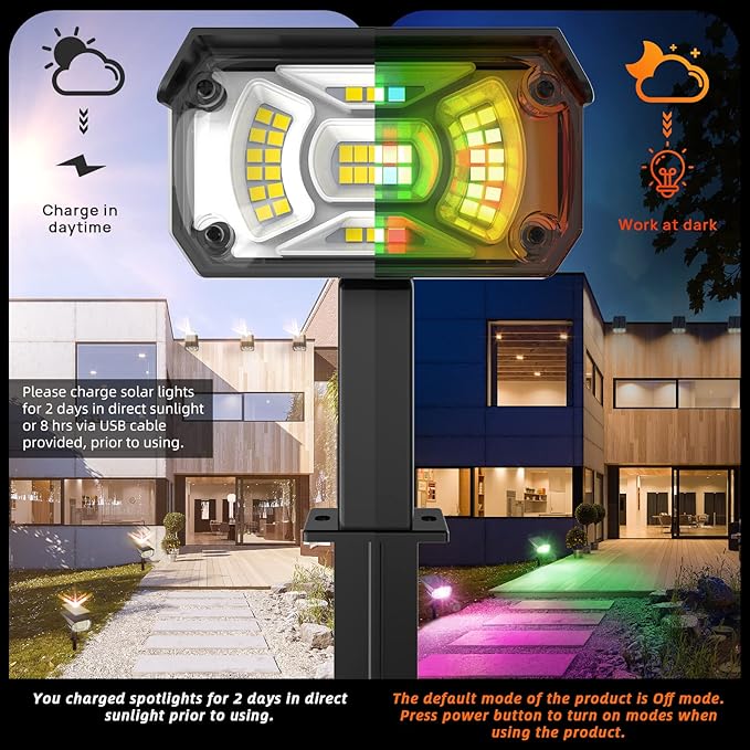 Solar Spot Lights Outdoor Color Changing, IP65 Garden Lights Solar Powered - Image 6