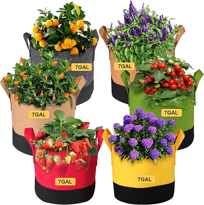 Grow Bags 7 Gallon, 6 Pack Fabric Plant Pots by SouilGoal