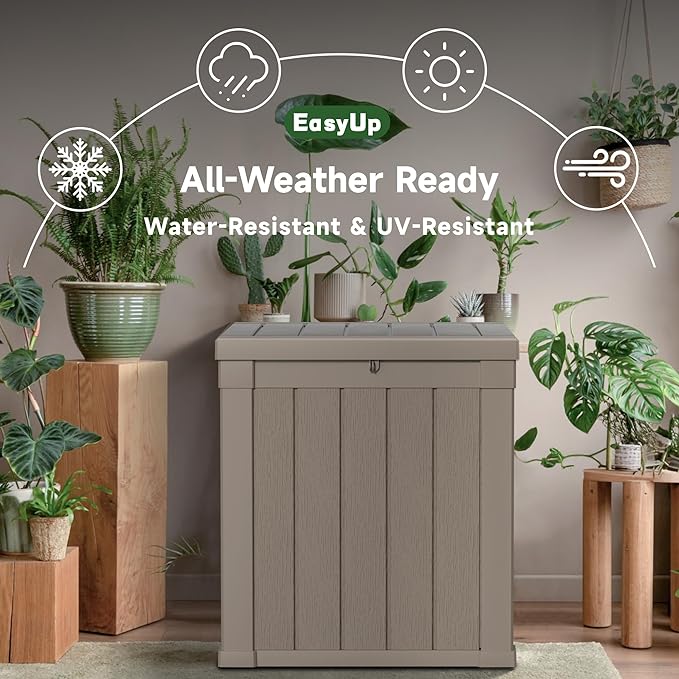 EasyUp 50 Gallon Outdoor Storage Box, Resin Waterproof UV-Resistant Deck Box - Image 4