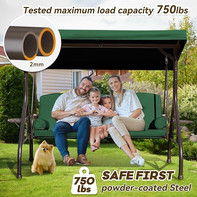 3 in 1 Patio Swing with Adjustable Canopy - Image 3