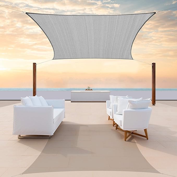 ColourTree TAPR1616 Custom Size 6' x 6' Grey Sun Shade Sail Canopy UV Block by ColourTree