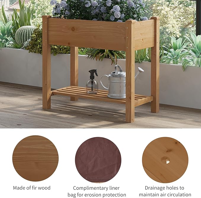 FILWH Raised Garden Bed with Legs Elevated Wooden Planter Box Stand Large - Image 6