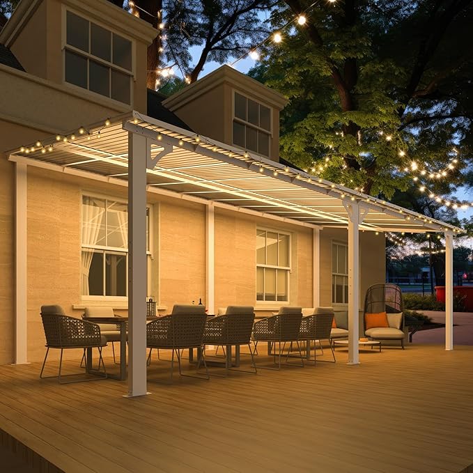 AECOJOY 20' x 10' White Gazebo Outdoor Pergola - Image 3