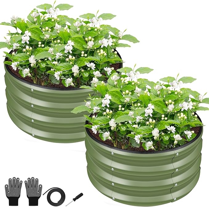 ZXZYHFTY Round Galvanized Raised Garden Bed kit, Round Large Metal Raised by ZXZYHFTY