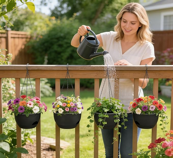 Set of 2-8 Inch Self Watering Hanging Planters - Image 3