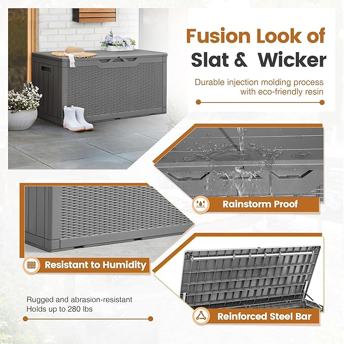 Greesum 100 Gallon Resin Patio Storage Box - Image 5