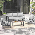 Outdoor Patio Furniture Set, 4 Pieces Metal Patio Furniture Set by COMLAXFIELD