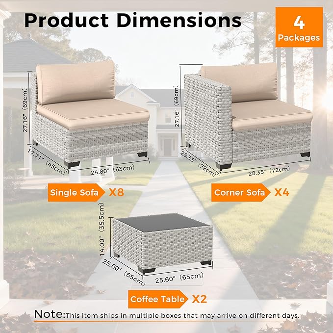 12-Seat Modular Patio Furniture Set – Outdoor Wicker Sectional Sofa - Image 3