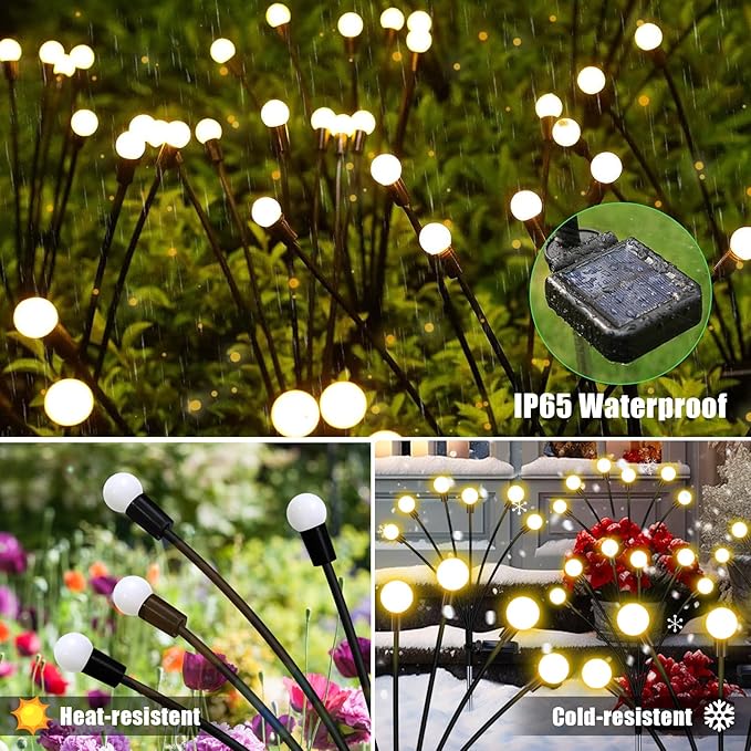 Solar Garden Lights Outdoor, 10 Pack 60LED Waterproof Solar Powered Lights - Image 6