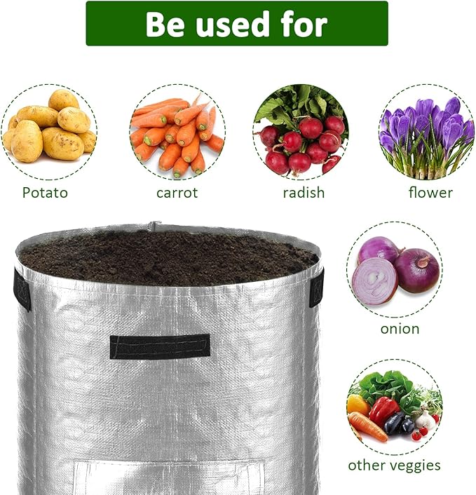 JJGoo Potato Grow Bags, 4 Pack 10 Gallon Potato Planter - Image 5