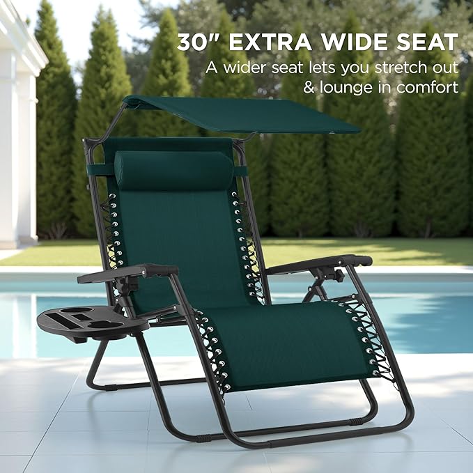 Best Choice Products 30” Wide Folding Zero Gravity Outdoor Recliner Patio - Image 3