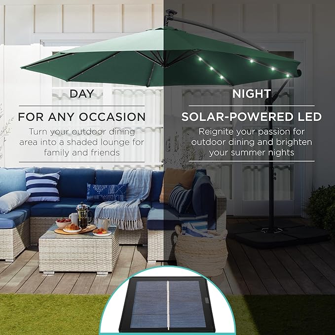Best Choice Products 10ft Solar LED Offset Cantilever Hanging Market Patio - Image 3