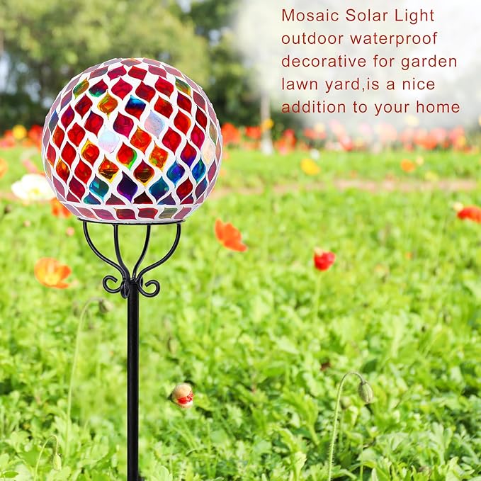VCUTEKA Solar Outdoor Lights Garden Decor Mosaic Solar Garden Lights Waterproof - Image 5
