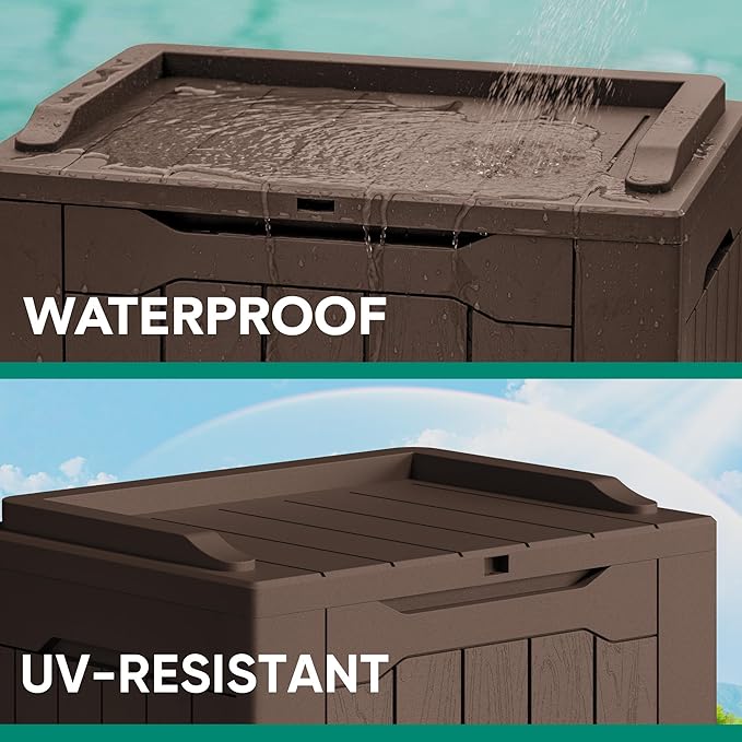 Devoko 30 Gallon Resin Deck Box 2 Pack Outdoor Indoor Waterproof Storage Box - Image 3