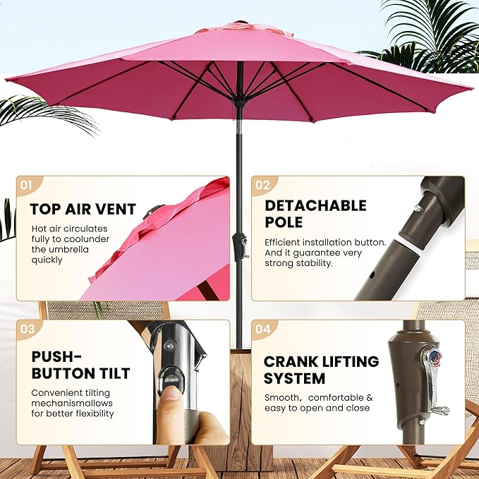 Ayge 9FT Large Outdoor Patio Umbrella Market Table Umbrella-UV Resistant - Image 3
