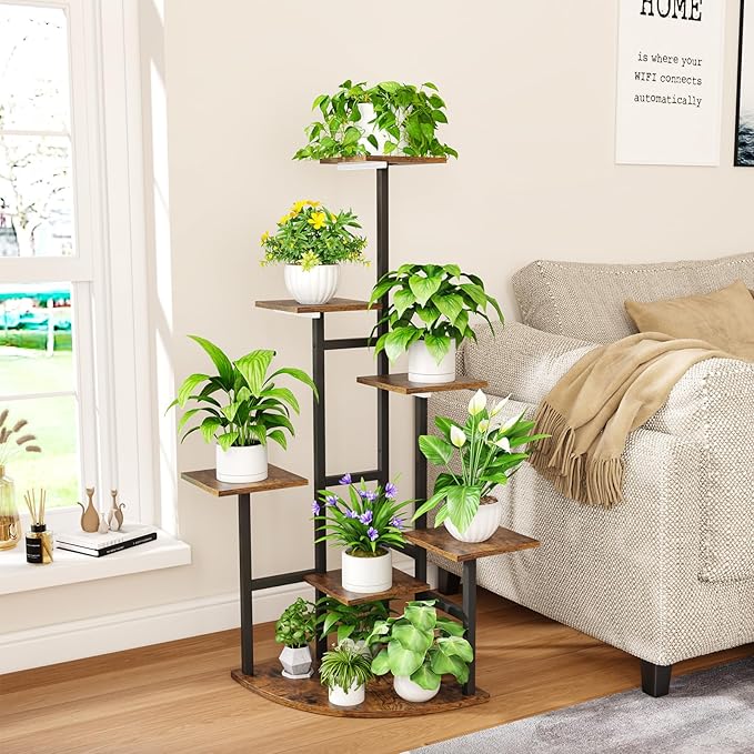 Corner Plant Stand Indoor with Grow Lights, 7 Tiered Plant Shelf Indoor - Image 5