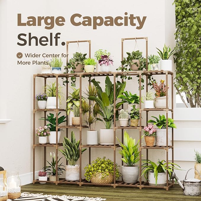 Bamworld Large Plant Shelf Plant Stand Indoor 62.2" Tall Outdoor Plant Holder - Image 3