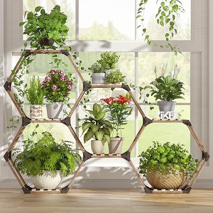 Tikea Plant Stand Indoor Outdoor Hexagonal Plant Stand by Tikea