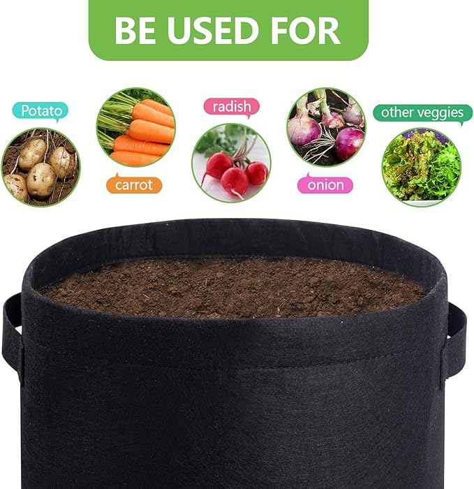4 Pack Potato Growing Bag with Flap 10 Gallon Planter Pots with Handles and - Image 5