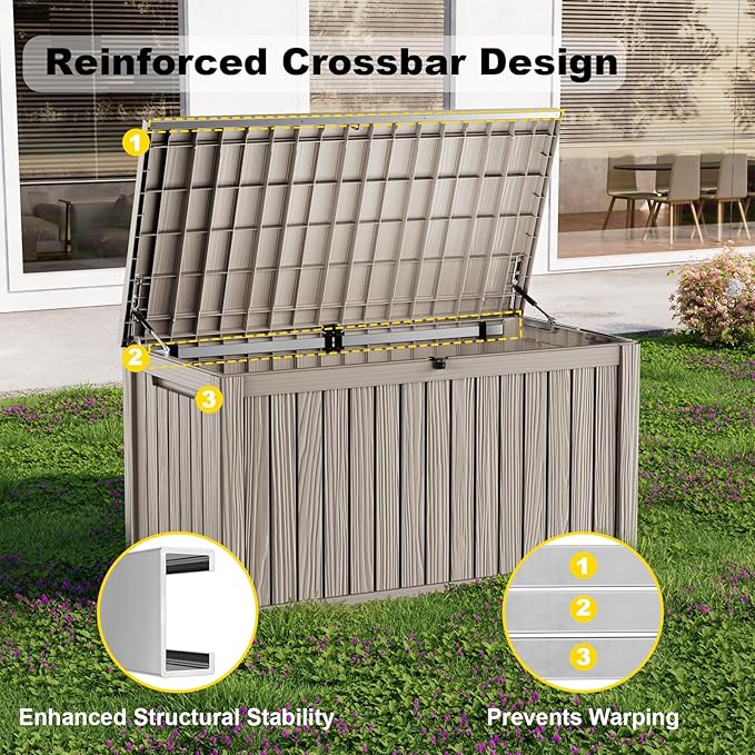 200 Gallon Waterproof Outdoor Storage Box, Resin Deck Box, Lockable Outside - Image 6