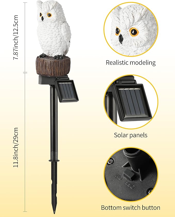 iStatue Owl Solar Decorative Garden Stake Lighting, Waterproof Cute Animal - Image 6