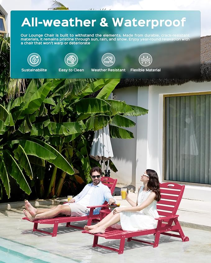 Outdoor Chaise Lounge Chair Set of 2, Patio Lounge Chairs - Image 8