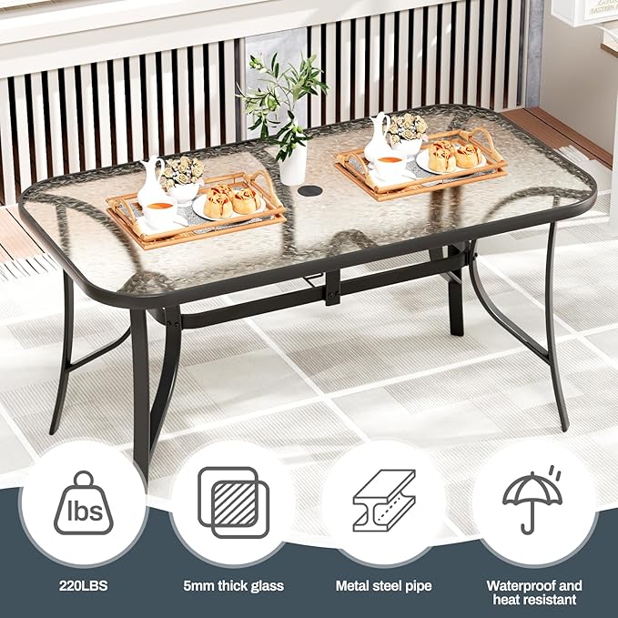 TLSUNNY 7 Pieces Patio Dining Set, Outdoor Table and Chairs W/1.69″ Umbrella - Image 5