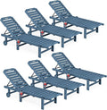 SERWALL Outdoor Chaise Lounge Set of 6, HDPE Pool Lounge Chair by SERWALL