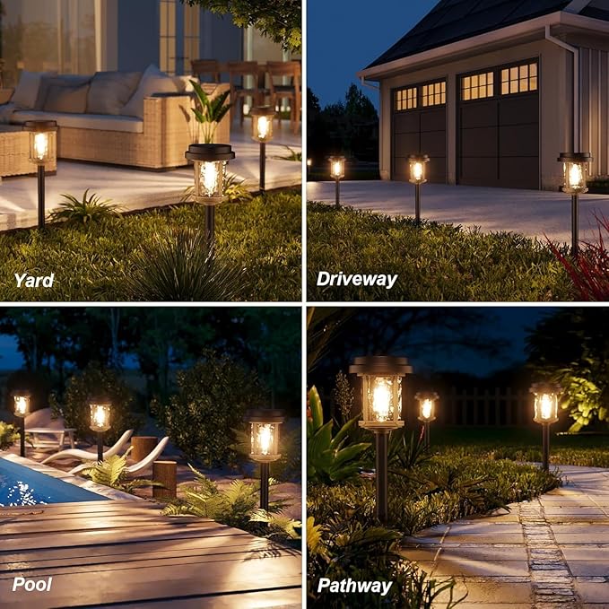 XMCOSY+ Solar Pathway Lights Outdoor, 6 Pack Solar Powered Garden Lights - Image 7