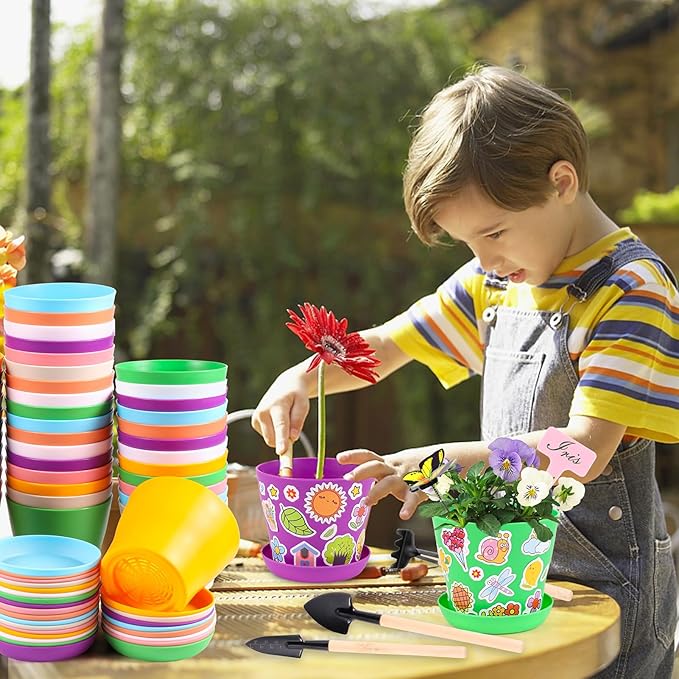 32 Set Garden Plastic Pot Craft Kit DIY Flower Plant Crafts Nursery Pots - Image 6