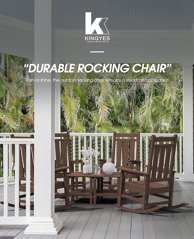 KINGYES Oversized Outdoor Rocking Chair Set of 2, All-Weather Patio Rocking - Image 8