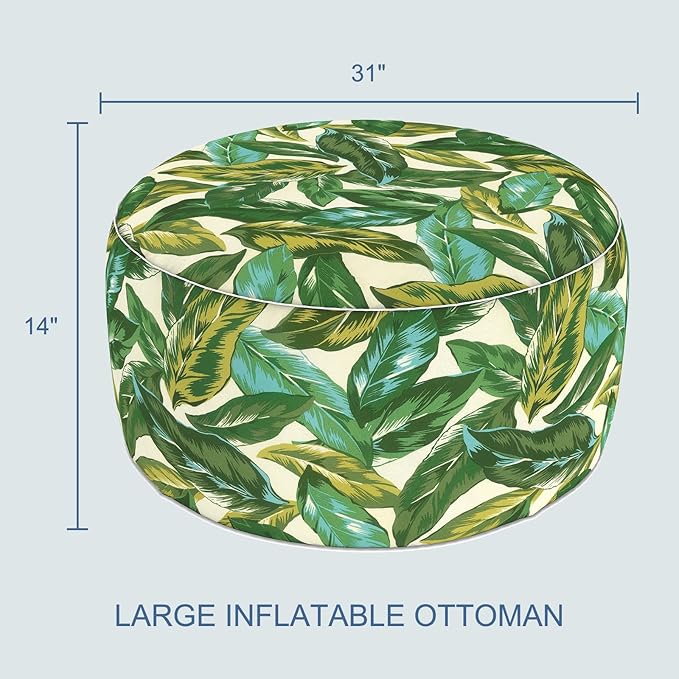 LVTXIII Indoor/Outdoor Extra Large Inflatable Ottoman Pouf D31 x H14 Inch - Image 3