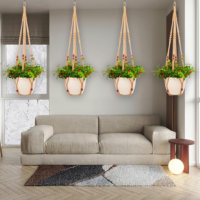 Macrame Plant Hanger Indoor Set, Hanging Planters - Image 6