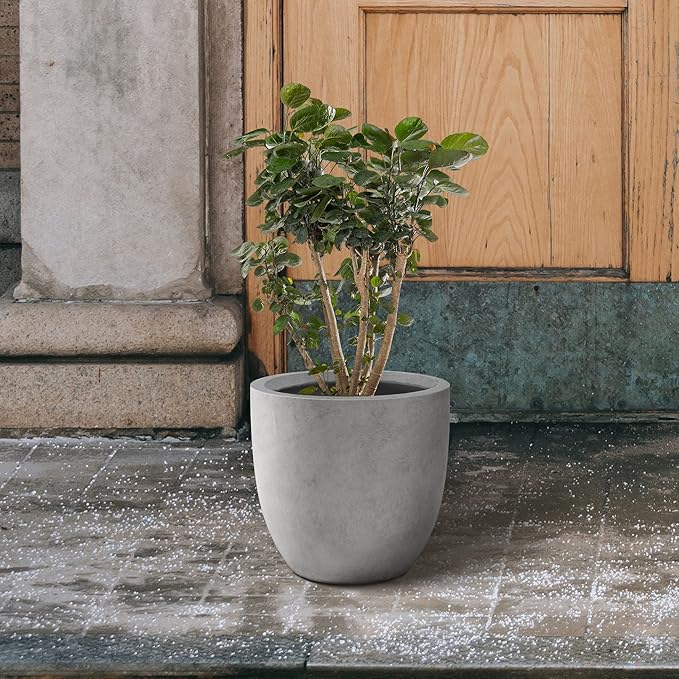 Kante 13.4" Dia Round Concrete Planter, Large Outdoor Modern Indoor Decorative - Image 5