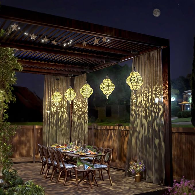 Hanging Solar Lights Outdoor Garden Decor Solar Lantern Waterproof Plastic - Image 5