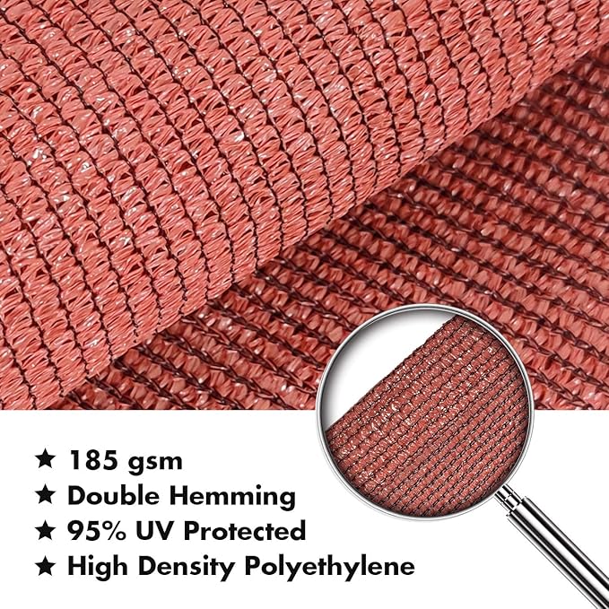 KANAGAWA Sun Shade Sail 12'x12' Rust Red Square UV Block Canopy Awning Shelter - Image 5