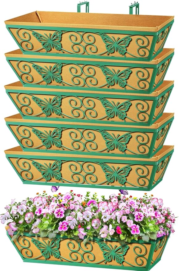 6 Pack 24 Inch Window Boxes Planters Railing Planter Box by KarlliuHOMEGARDEN