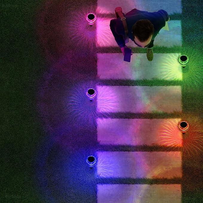 Solar Lights Outdoor Pathway Waterproof 8 Pack Color Changing LED Acrylic - Image 6