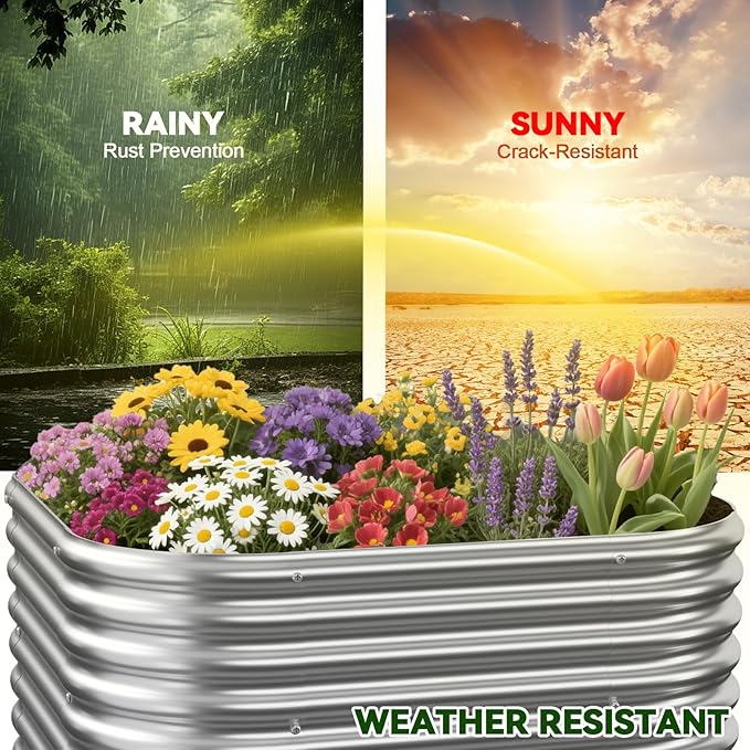 4 Pack 3x3FT Raised Beds for Gardening, Corrugated Galvanized Steel Raised - Image 6