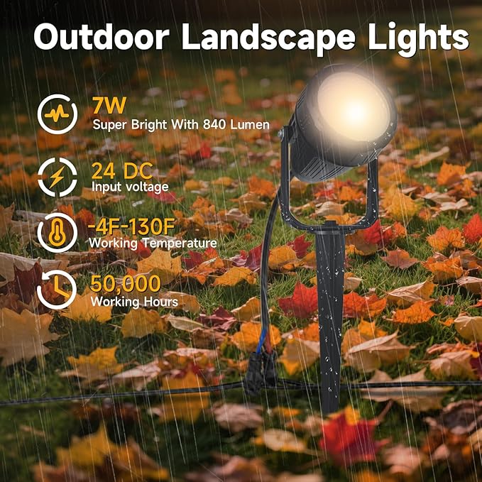 Low Voltage Safety Landscape Lights Outdoor: 7W 840LM LED Landscape Lighting - Image 2