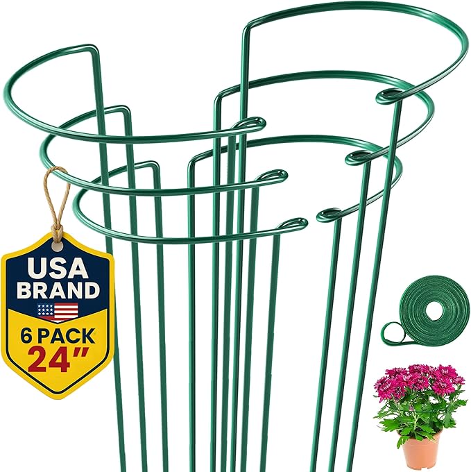 K-Brands Tall Plant Support Stakes – 10"W x 24"H Half Round Peony Cages and by K-BRANDS