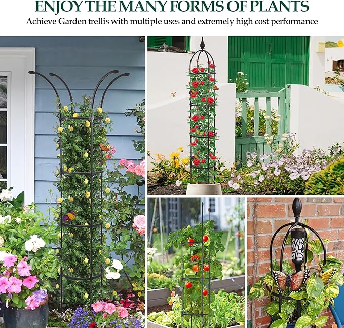 Obelisk Trellis for Climbing Plants Outdoor 6.6ft, Garden Tower Trellis for - Image 6