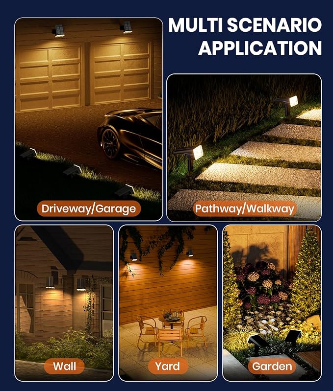 8-Pack Solar Spot Lights Outdoor Waterproof IP67, 3 Color Modes & 3 Lighting - Image 7